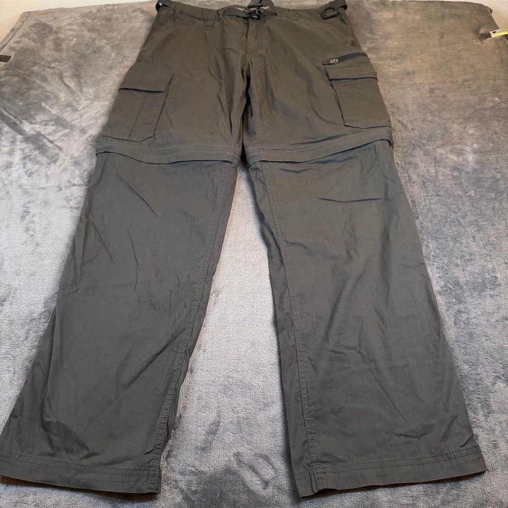 BC Clothing Convertible Cargo Pants Mens Large Gray Zip Off Hiking Utility